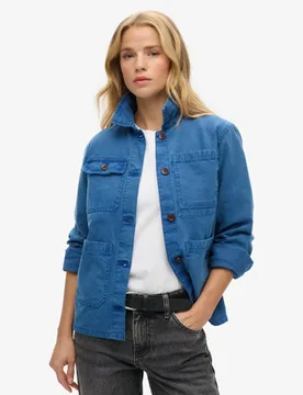 Superdry Damen Chore Jacke mit Vier Taschen Dunkelblau - Größe: 36 - 109.99 - FashionsVida