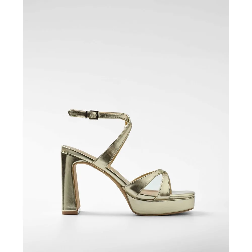 Sandalias de tiras de mujer de tacón con cierre de hebilla - Mim - FashionsVida