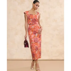 Falda midi estampada con corte evasé