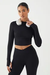 Womens Sculpt Long Sleeve Top - Black Polyamide - Size 2xl