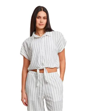 Blusa A Maniche Corte Tb77 Off White / Black M