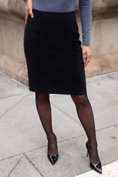 Women's Pull On Stretch Elastic Waist Pencil Skirt in Black Size: 14 - Black - Size: 14