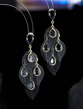 Elegant Zircon Retro Ethnic Tassel Earrings Hollow Leaves Design for Banquet Party Fashionable Jewelry Accessory LYX769 - Aliexpress - FashionsVida