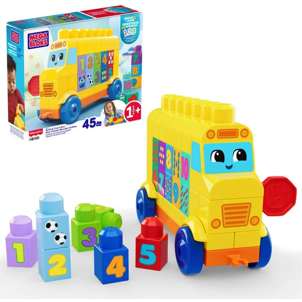 Tractor de animales con 45 Bloques para Construir y aprender números desde 1 Año First Builders - Mega Bloks - FashionsVida