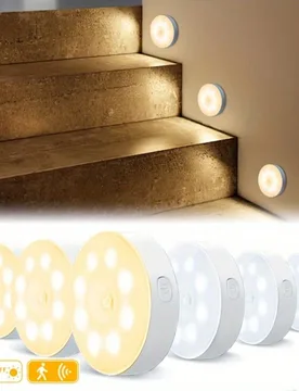 Pieza/3 piezas/6 piezas Luz nocturna LED con sensor inteligente, 8 perlas LED Luz magnética para escaleras, lámpara con sensor de movimiento recarga - Shein - FashionsVida