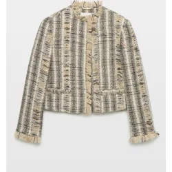 Blazer chanel corta de mujer con flecos