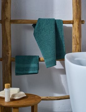 Confezione da 2 asciugamani in cotone - verde petrolio