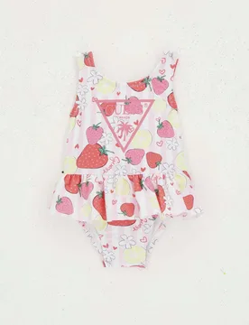 Costume intero rosa con stampa floreale e logo stampato - Guess - FashionsVida