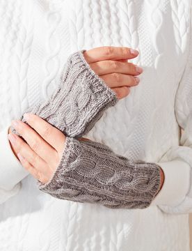 Feinstrick-Handschuh + Armstulpen 2er-Set grau