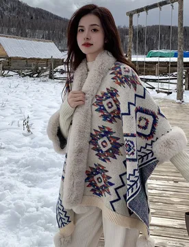 Autumn and Winter Knitted Women's Cape Keeping Warm Self Driving Photography Travel Dressing Ethnic Style Shawl Cloak Poncho - Aliexpress - FashionsVida