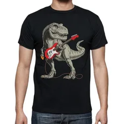 Funny Rock and Roll Dinosaurio T-Shirt. Summer Cotton O-Neck Short Sleeve Mens T Shirt New S-3XL