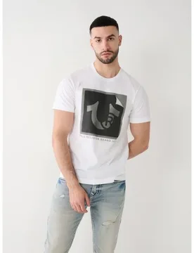 Mens White Horseshoe Logo T-Shirt - Male - White - Small - True religion - FashionsVida
