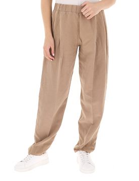 Pantalone misto lino MARRONE CHIARO S