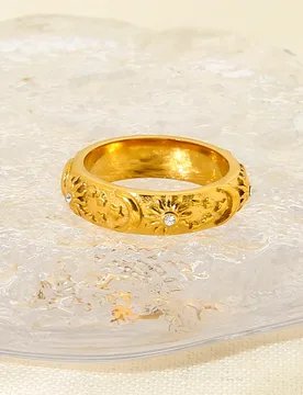 INS Celestial Star Moon Ring 18K Gold Plated Cubic Zirconia Waterproof Stainless Steel Shining Rings Gift for Women - Aliexpress - FashionsVida