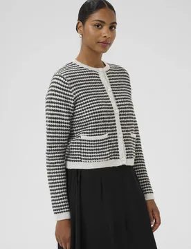 Women's KAellery Button Round Neck Cardigan Sweater in Light Grey Size: XS - Light Grey - Size: XS - Kaffe - FashionsVida
