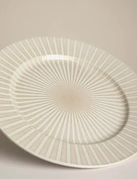 Reactive Stripe Dinner Plate Natural - M&S - FashionsVida
