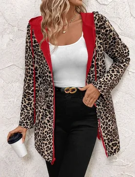 Double-sided Hooded Zipper Coat Leopard Pocket Casual Women's Jacket Trench Coat - Aliexpress - FashionsVida