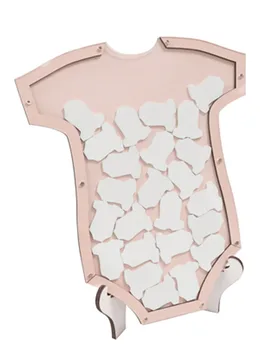 Rosa Baby-Body Rahmen Gästebuch 24 Teile 25 x 24 cm aus Holz Baby Shower - HOBI - FashionsVida