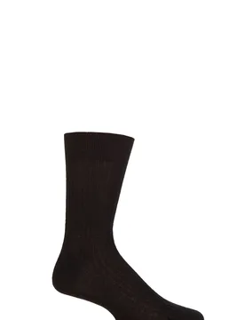 Mens 1 Pair Knightsbridge 100% Pure Cashmere Ribbed Socks Black 10.5 - Black - Size: 6.5-7.5 Mens - Pantherella - FashionsVida