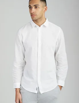 Linen Blend Mens Long Sleeve Button-Up Shirt - - Size: XXL - Tokyo Laundry - FashionsVida