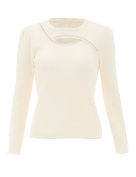 NAEMI Jersey plata / blanco lana