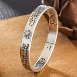 Authentic 999 pure Tianpeng ruler , genuine solid open-ended ethnic retro Taoist ritual silver bracelet