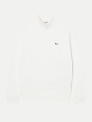 Sweatshirt aus Fleece mit Troyer Kragen Weiß M