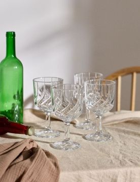 Bicchieri con stelo con motivo in rilievo 4 pack - clear