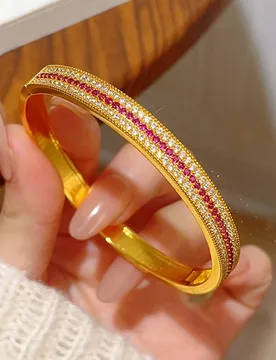 Europe and the United States hot vintage red corundum row micro inlaid bracelet delicate fashion light luxury women jewelry gift - Aliexpress - FashionsVida