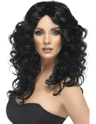 Langhaar-Locken-Perücke schwarz