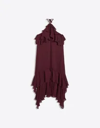 Robe Midi À Volants S Grenat