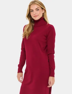 Women's MilaSZ Rollneck Long Sleeve Knit Dress in Red Size: XL - Red - Size: XL - Saint tropez - FashionsVida