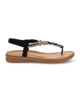 Sandali neri con applicazioni gioiello Quanna mel k358636 38