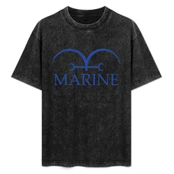 Marine White Flag T-Shirt Stylish Print Short Sleeve Tee