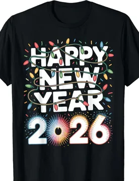 Happy New Year 2026 Sparkle for Unisex T-Shirt High quality cotton Crewneck Regular short sleeve fashion printed T-shirt tops - Aliexpress - FashionsVida