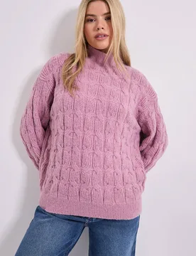 Women's Cable Roll Neck Jumper in Blushed Pink Size: XL - Blushed Pink - Size: XL - Dorothy perkins - FashionsVida