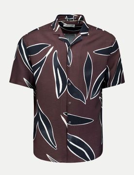 Kurzarmhemd mit Allover-Print Braun XL