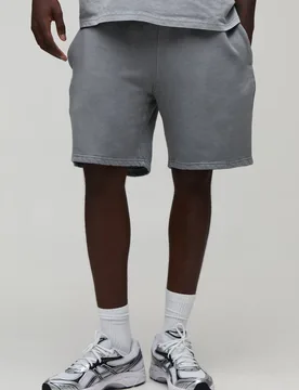 Herren Essential Gewaschene Entspannte Passform Kurze Hose Washed Grey Größe Medium - boohooMAN - FashionsVida