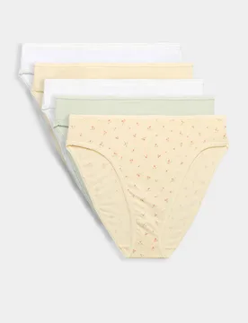 Pk Pure Cotton High Leg Knickers Orange Mix female - M&S - FashionsVida