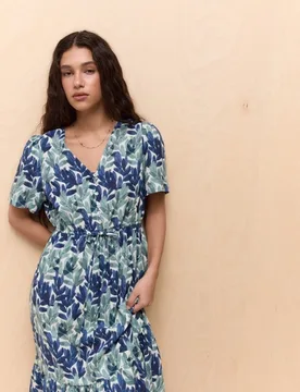 Vestido midi de mujer con cintura ajustable con codón - Easy Wear - FashionsVida
