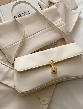 Bolso de hombro con decoración de metal de unicolor, estilo minimalista y elegante, adecuado para compras, billetera, mujeres jóvenes, estudiantes u - Shein - FashionsVida