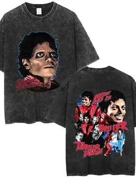 Washed Vintage Michael Jackson Thriller Graphic T-shirt Men Women Fashion Gothic Rock Tshirt Men's Retro Punk Oversized T Shirts - Aliexpress - FashionsVida