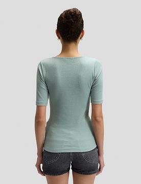 Slim Squared Neck Tee Desert Sage Größe M female