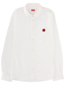 Boke Flower' Embroidered Casual Shirt in Cotton Oxford