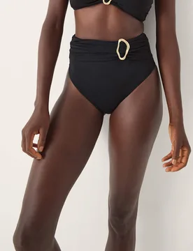 Molten Detail High Waisted Bikini Bottoms Black female - Monsoon - FashionsVida
