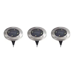 LED-Solar-Bodenleuchten, 3 Stück silber schwarz