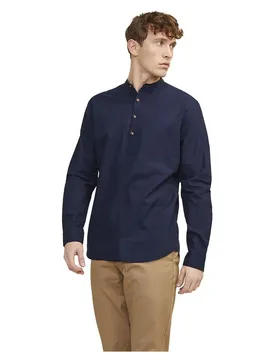 Chemise à Manches Longues Summer Half Placket Linen Navy Blazer S