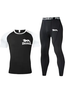 Men's running elastic compression short sleeved pants two-piece tight fitting suit marathon training quick drying T-shirt fitnes - Aliexpress - FashionsVida