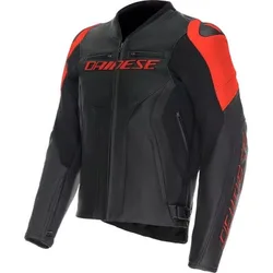 Giubbotto Moto Pelle RACING 5 # Nero Rosso Fluo taglia 54