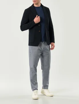 Giacca maglia blu scuro in micro piquet di viscosa stretch - Paul Baker - FashionsVida